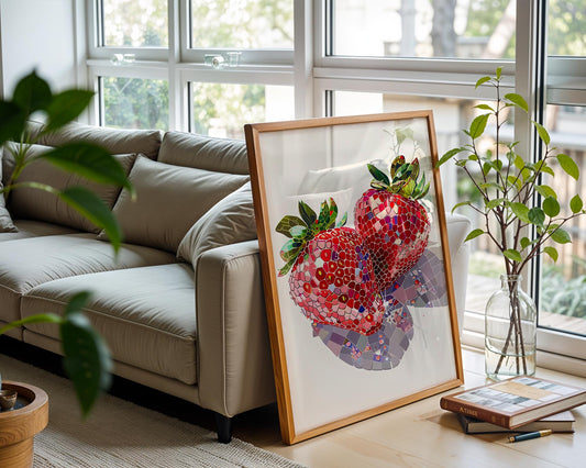 Mosaic Strawberry | Disco Fruits Art Print