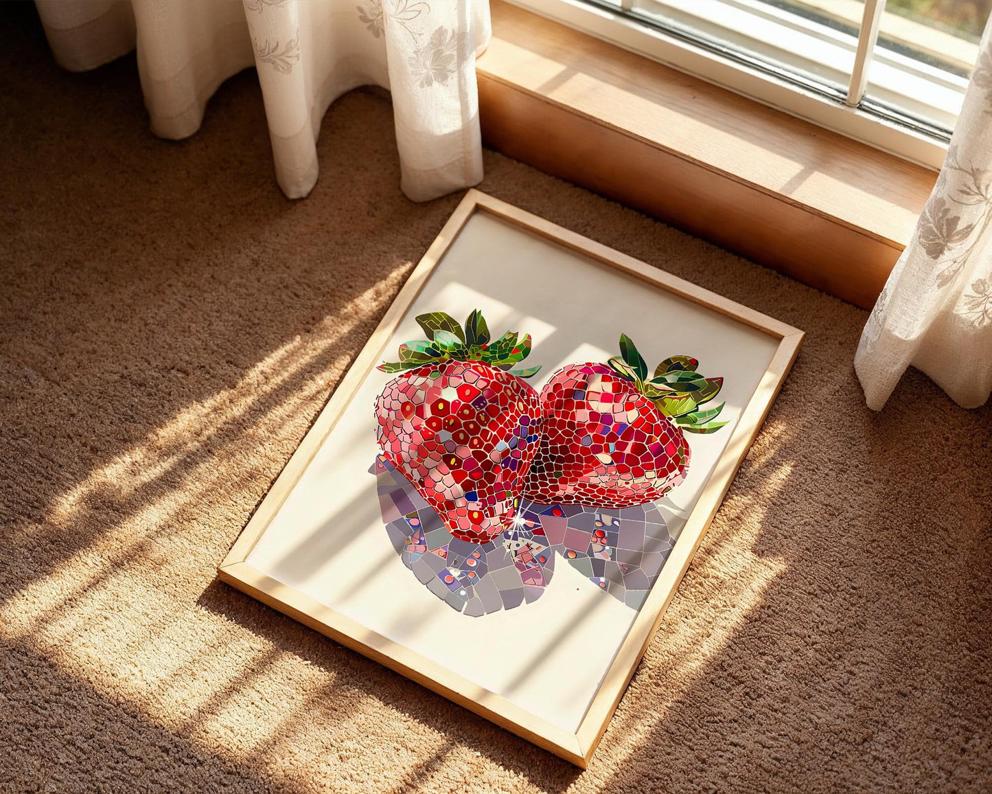 Mosaic Strawberry | Disco Fruits Art Print