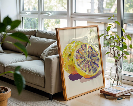 Iridescent Lemon Halves | Disco Fruits Art Print