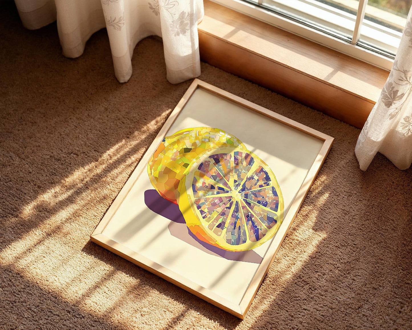 Iridescent Lemon Halves | Disco Fruits Art Print