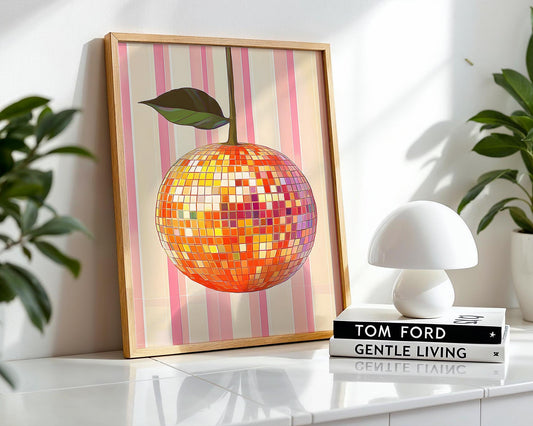 Orange Disco Ball | Disco Fruits Art Print