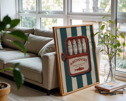 Anchovies Tin Poster | Retro Kitchen Wall Art