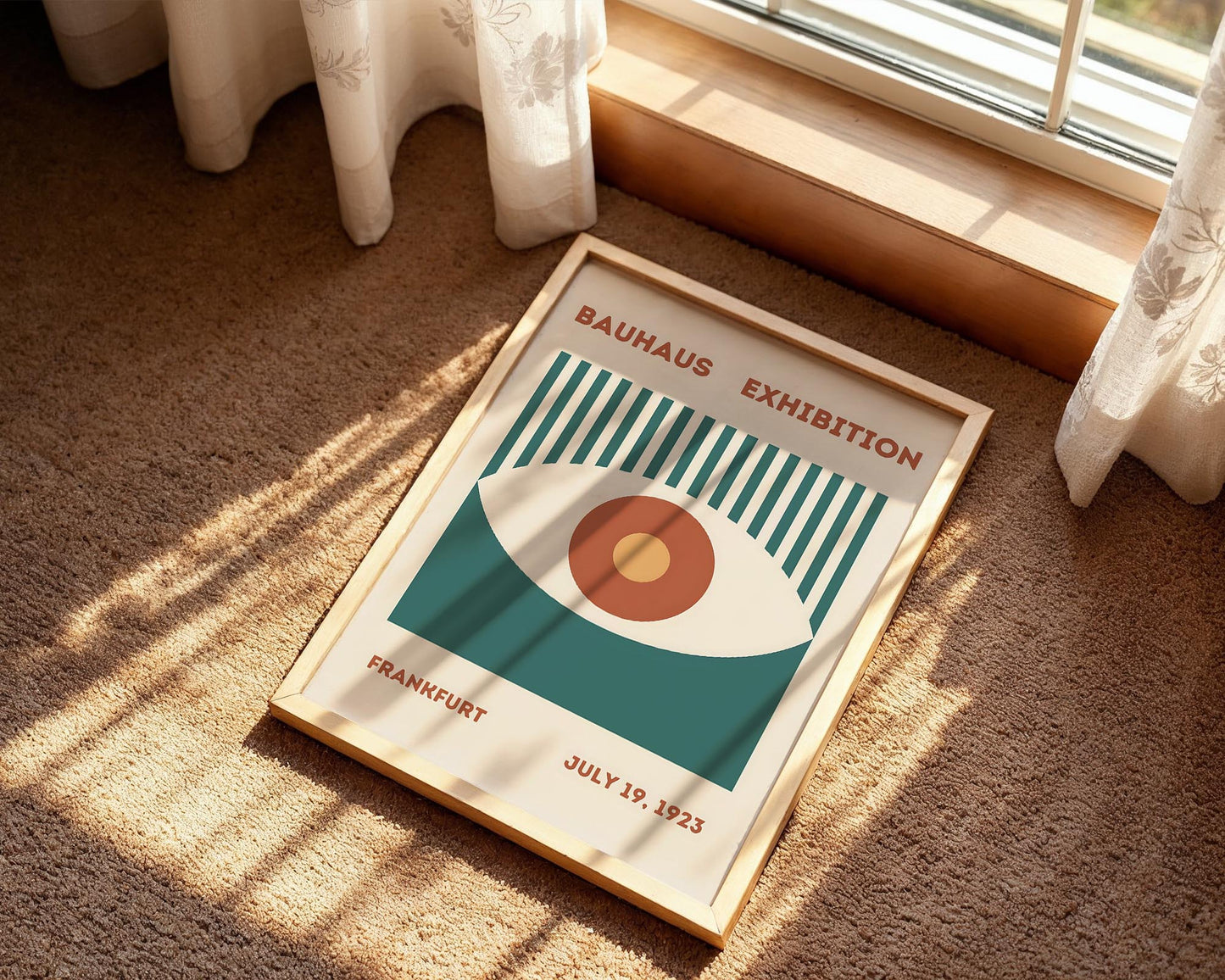 Bauhaus Eye Exhibition Poster – Geometric Mid Century Wall Art Print