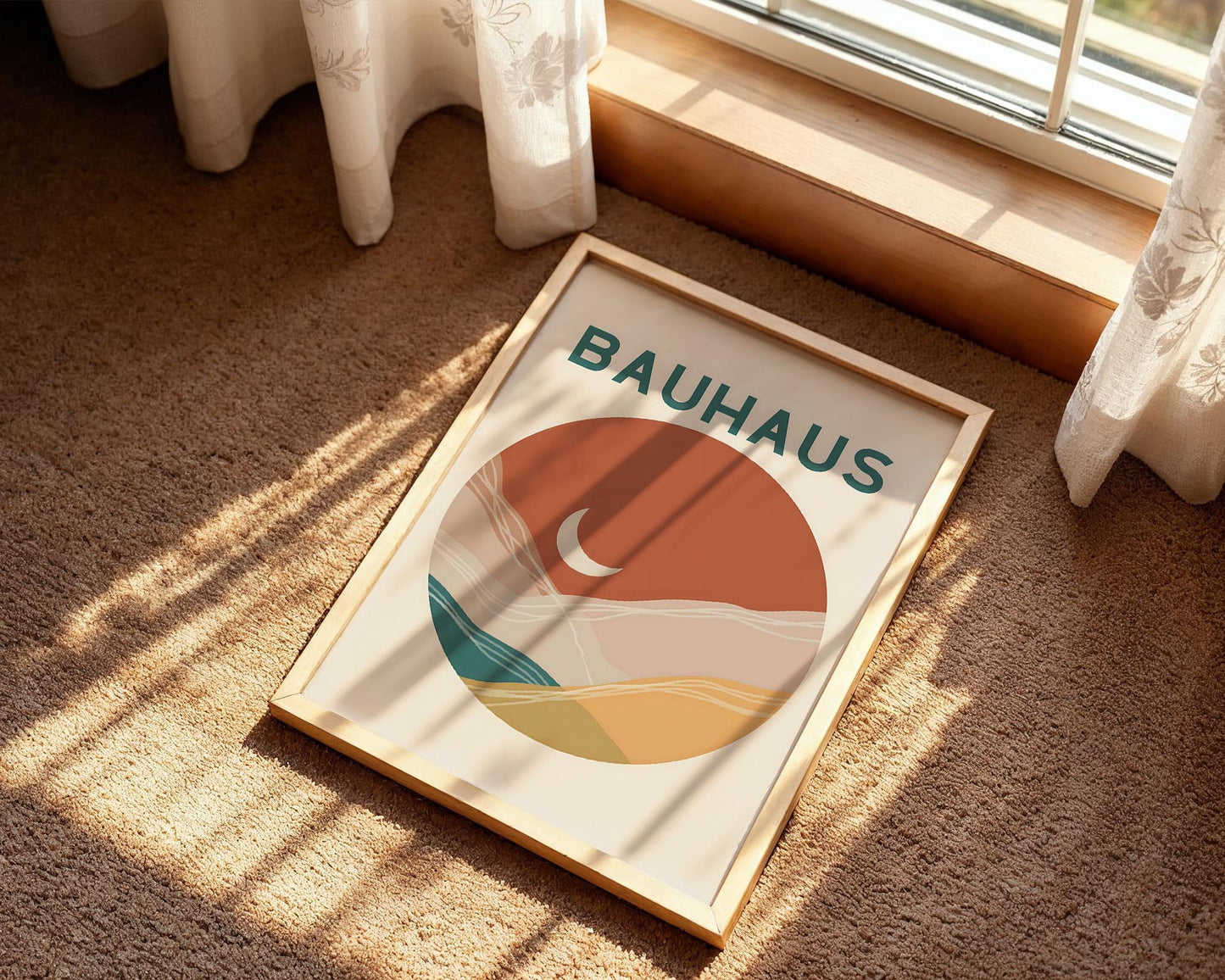 Bauhaus Landscape Poster – Abstract Mid Century Wall Art Print