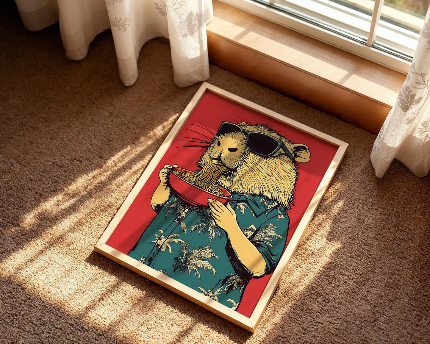 Cool Capybara Ramen | Funny Pop Art Print