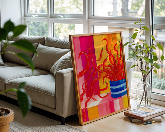 Dancing Chillies | Playful Food Illustration Print