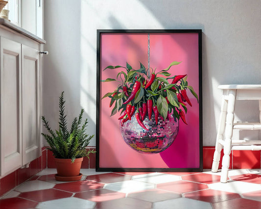 Disco Chillies | Disco Fruits Art Print