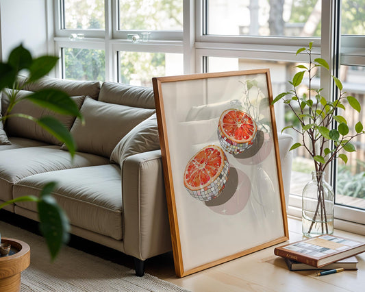Disco Grapefruit Halves | Disco Fruits Art Print
