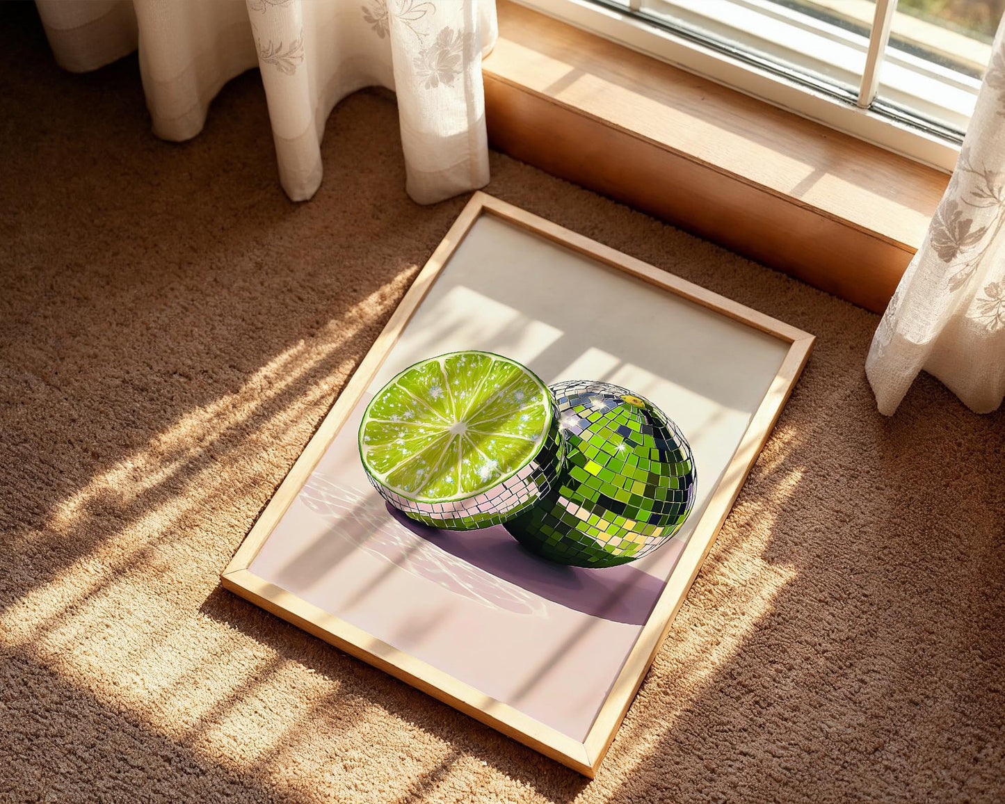 Disco Lime Halves | Disco Fruits Art Print