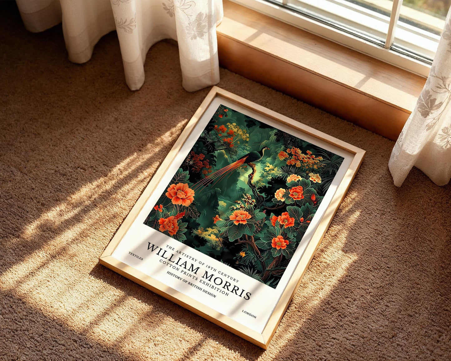 Emerald Phoenix – William Morris Inspired Botanical Bird Art Print