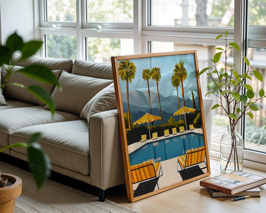 Golden Poolside – Palm Springs Luxury Wall Art Print