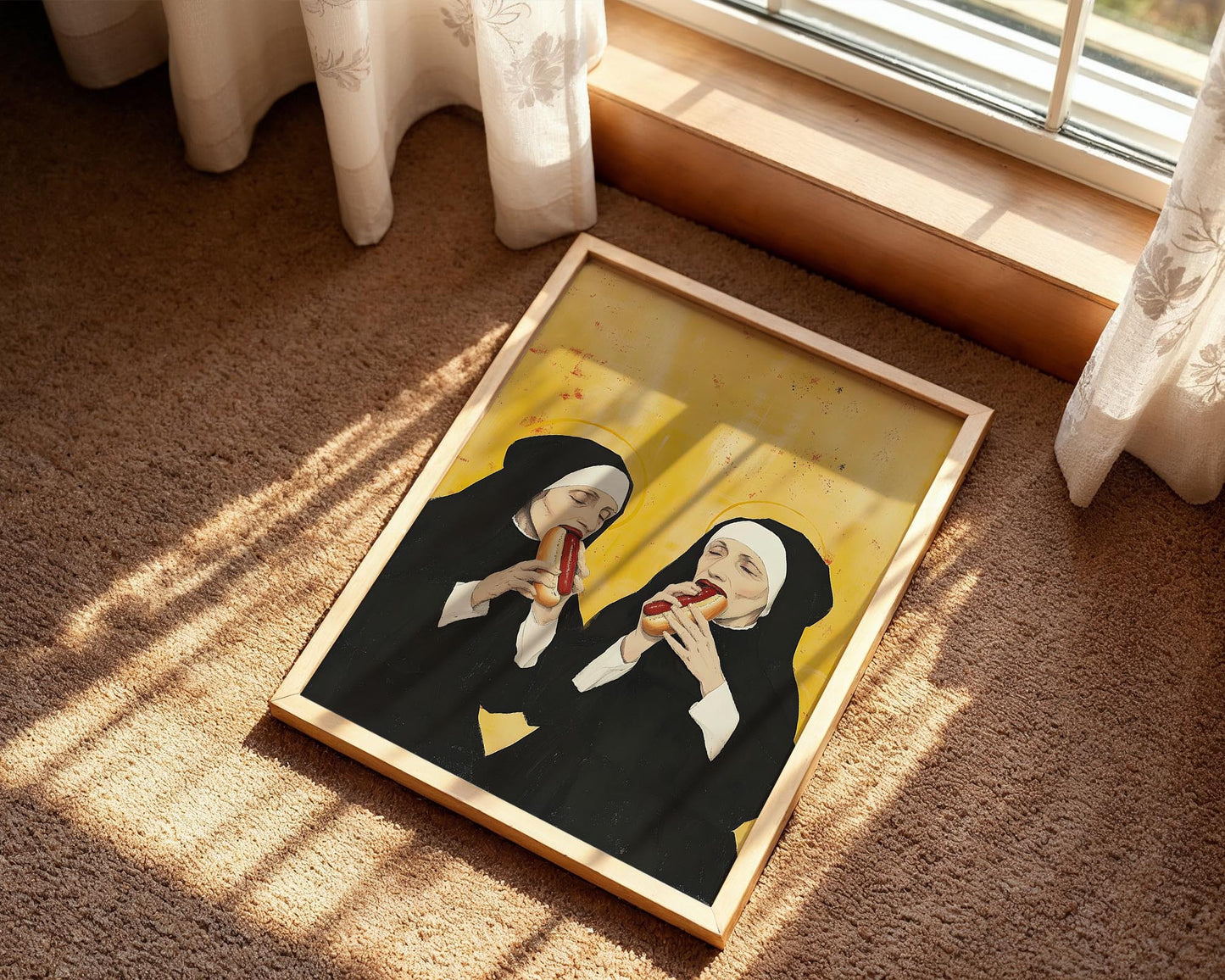 Hotdog Nuns | Playful Pop Art Print