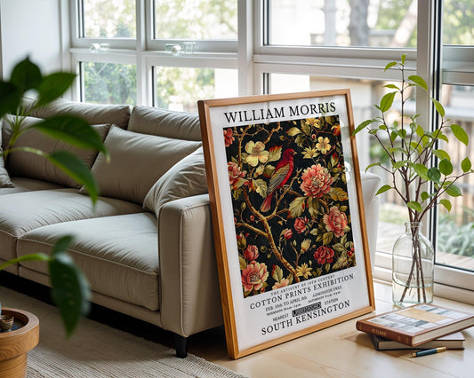 Scarlet Bird | William Morris Inspired Botanical Art Print