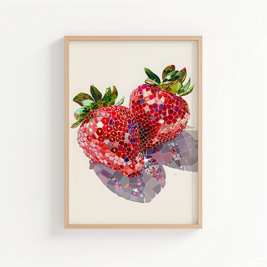 Mosaic Strawberry | Disco Fruits Art Print