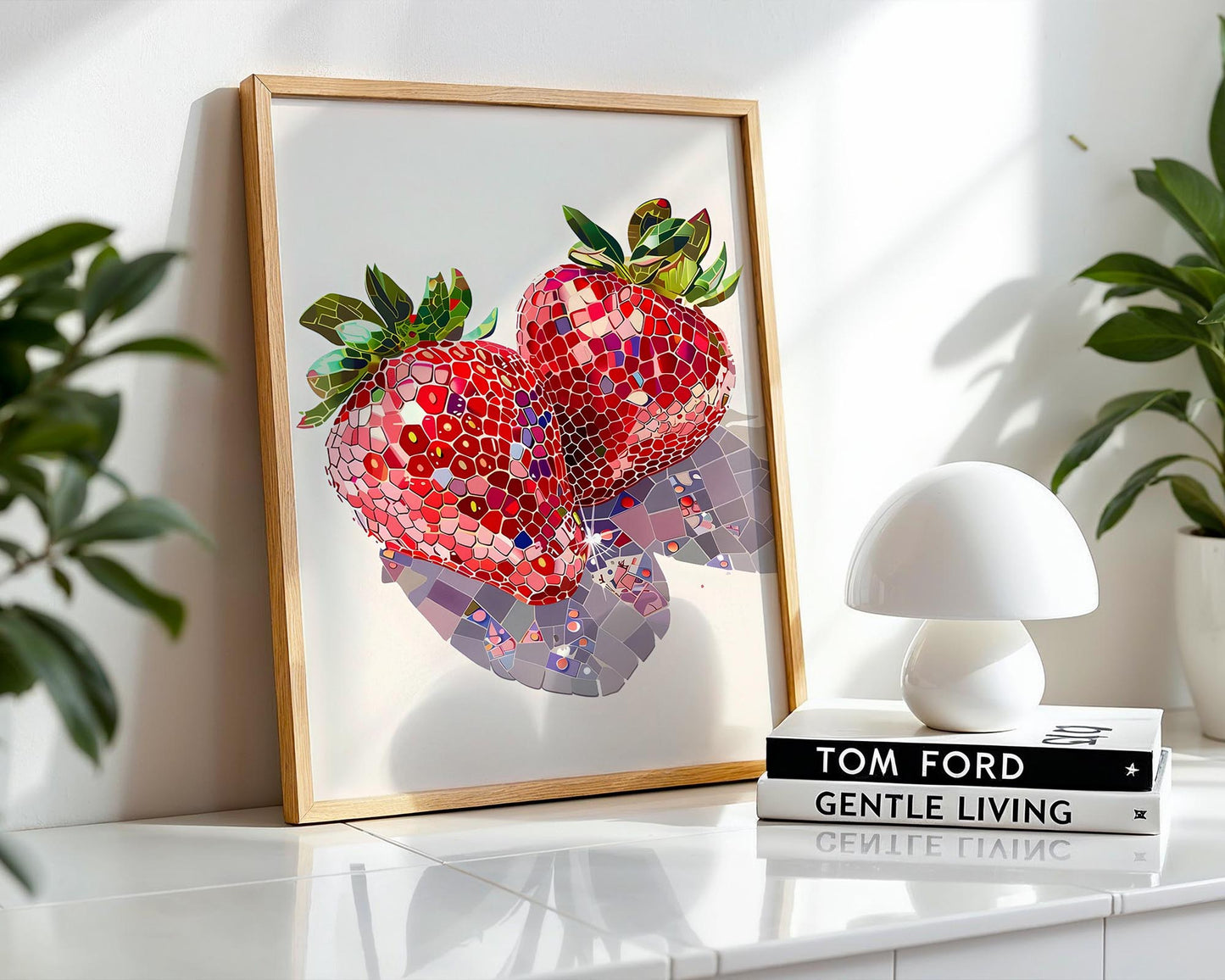 Mosaic Strawberry | Disco Fruits Art Print