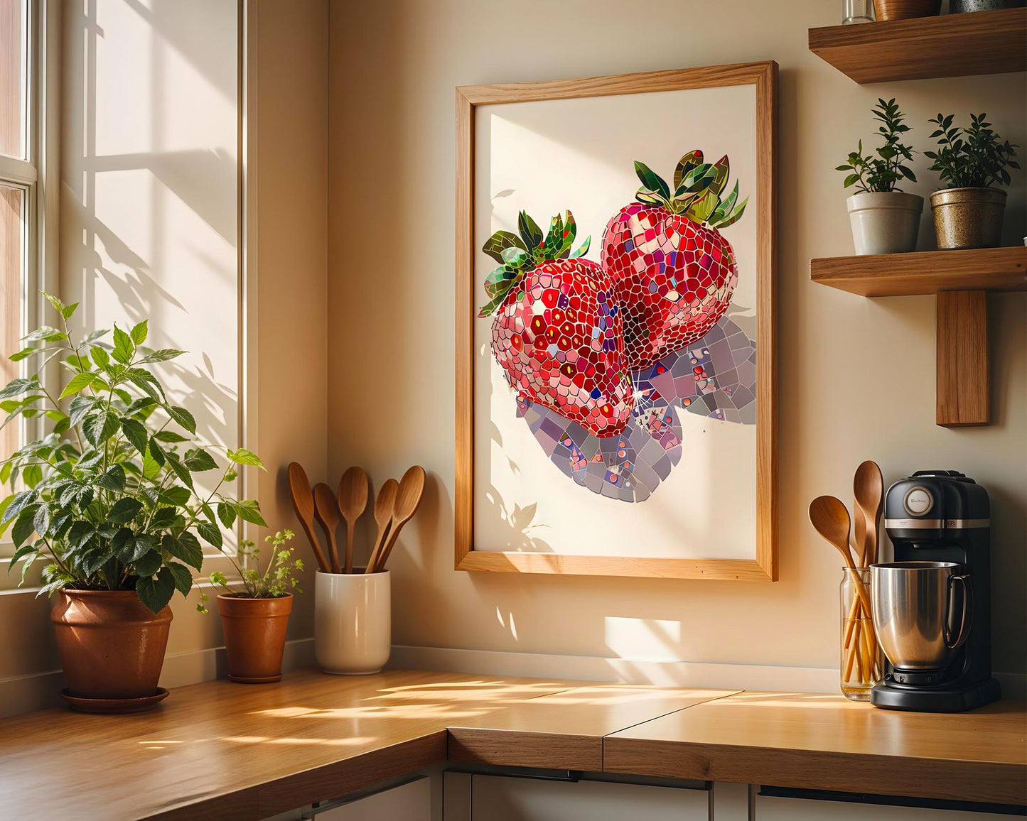 Mosaic Strawberry | Disco Fruits Art Print