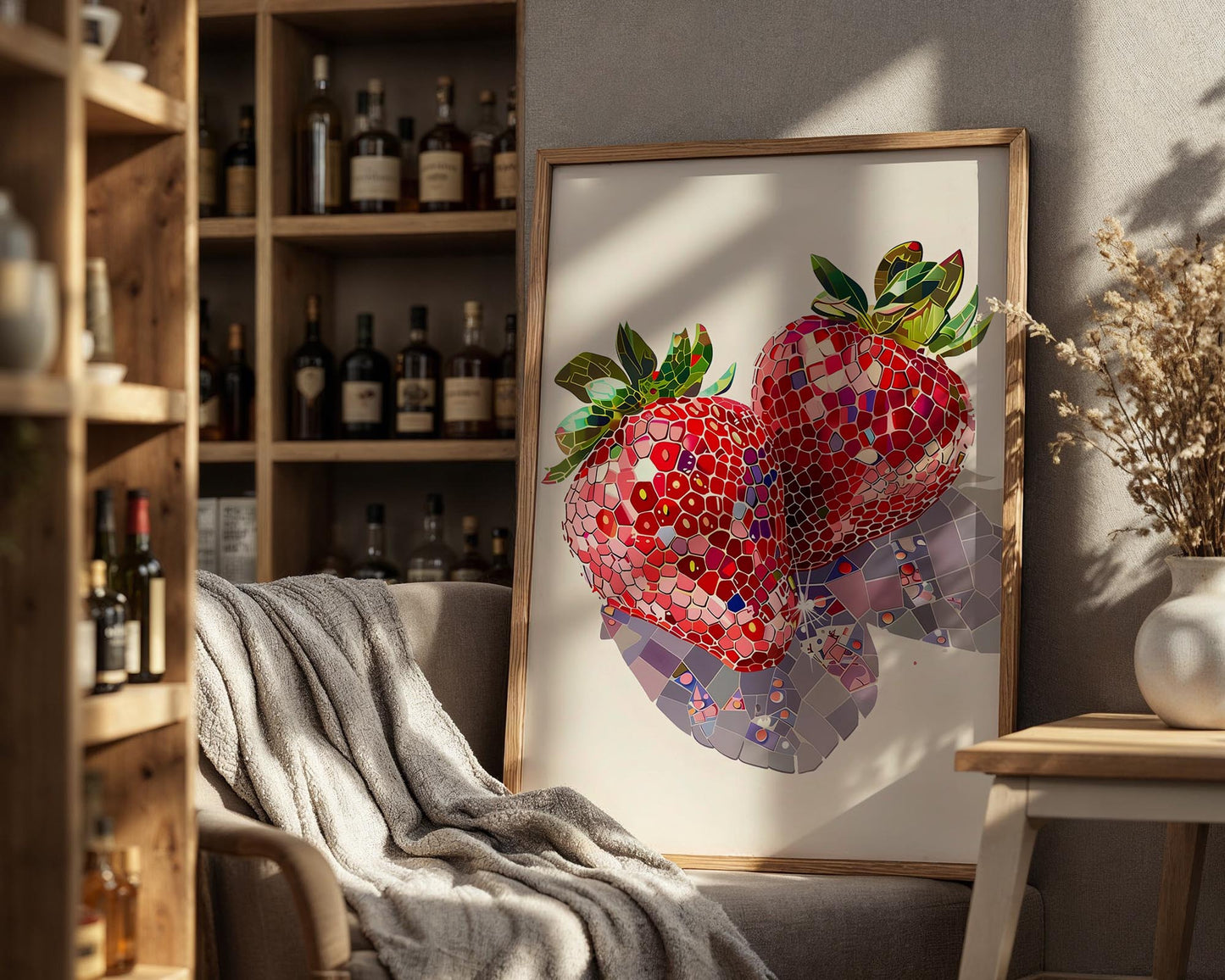 Mosaic Strawberry | Disco Fruits Art Print