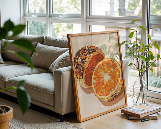 Disco Oranges Halves | Disco Fruits Art Print