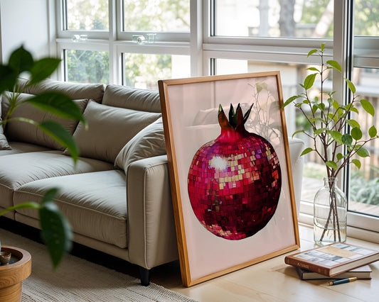 Disco Pomegranate | Disco Fruits Art Print