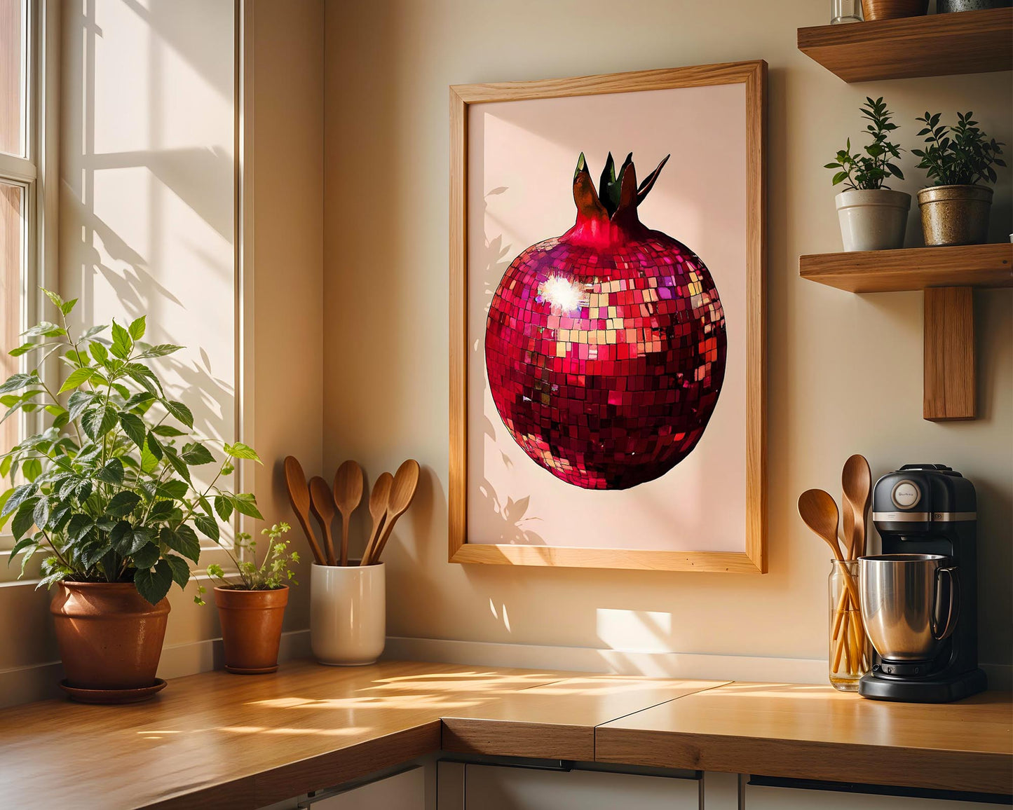 Disco Pomegranate | Disco Fruits Art Print