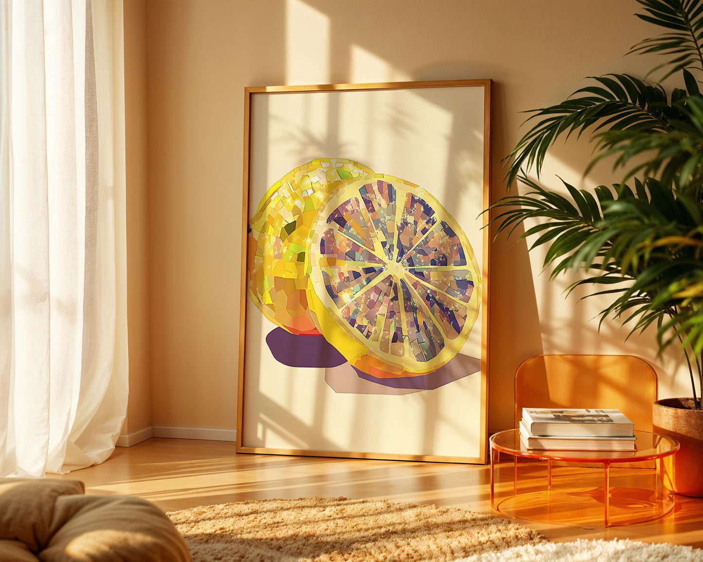 Iridescent Lemon Halves | Disco Fruits Art Print