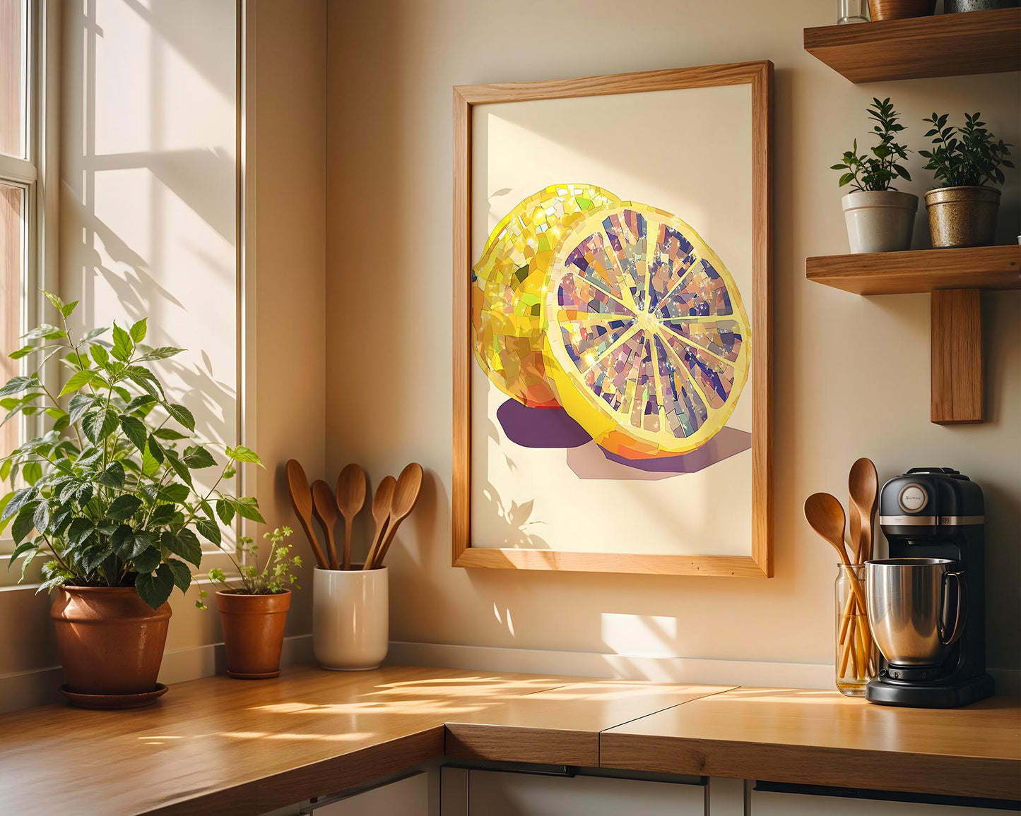 Iridescent Lemon Halves | Disco Fruits Art Print