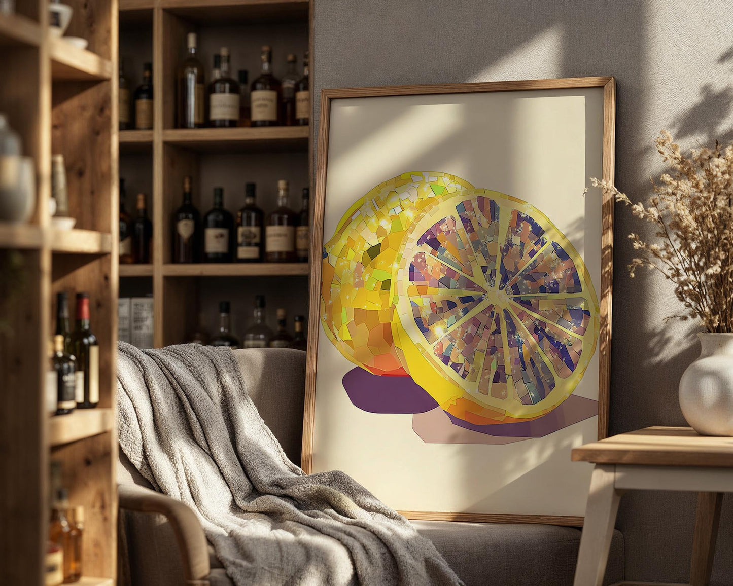 Iridescent Lemon Halves | Disco Fruits Art Print