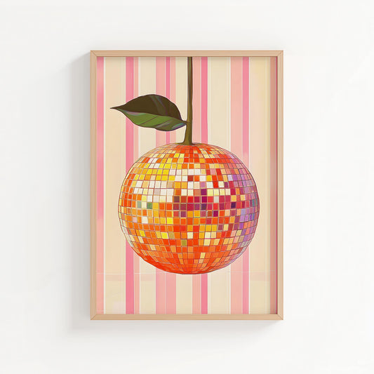 Orange Disco Ball | Disco Fruits Art Print