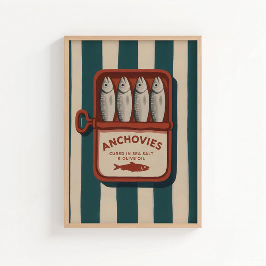 Anchovies Tin Poster | Retro Kitchen Wall Art