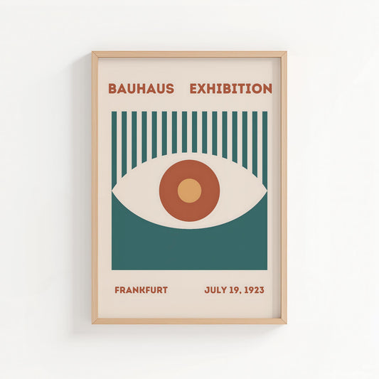 Bauhaus Eye Exhibition Poster – Geometric Mid Century Wall Art Print