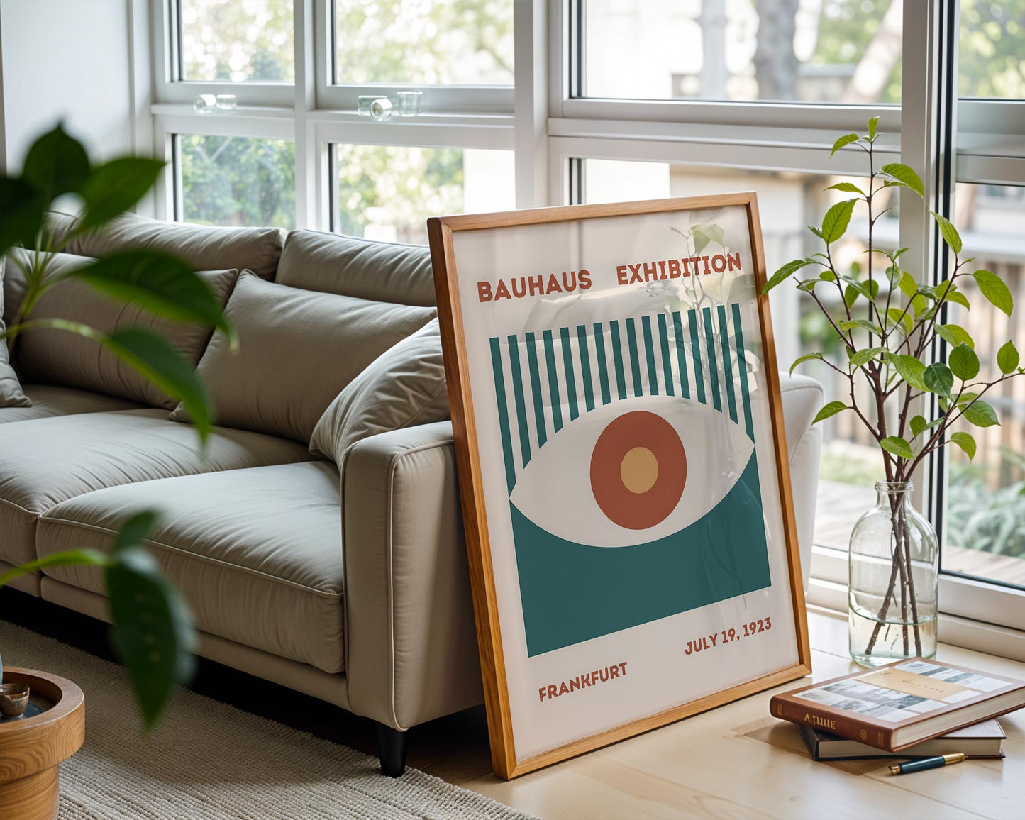 Bauhaus Eye Exhibition Poster – Geometric Mid Century Wall Art Print