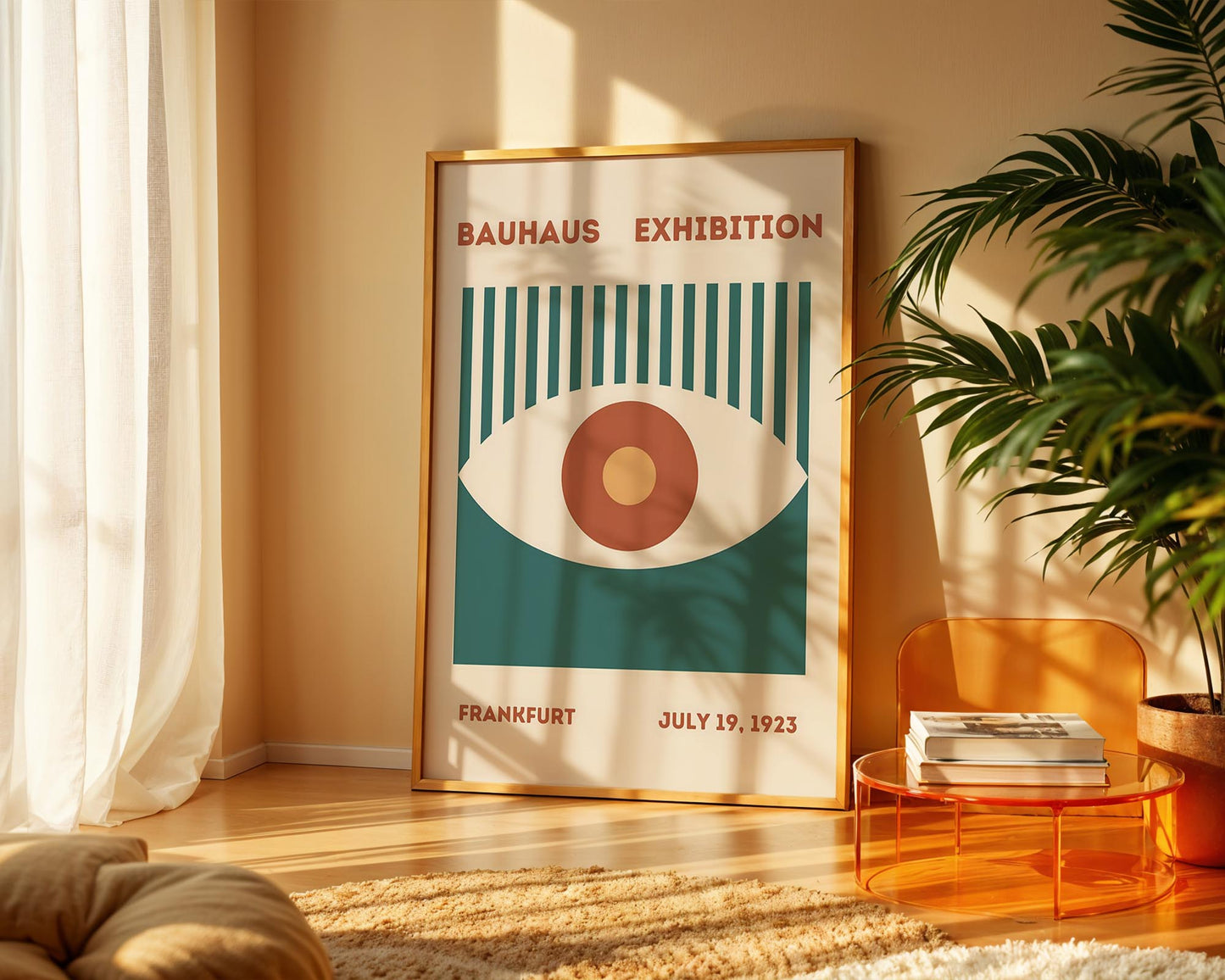Bauhaus Eye Exhibition Poster – Geometric Mid Century Wall Art Print