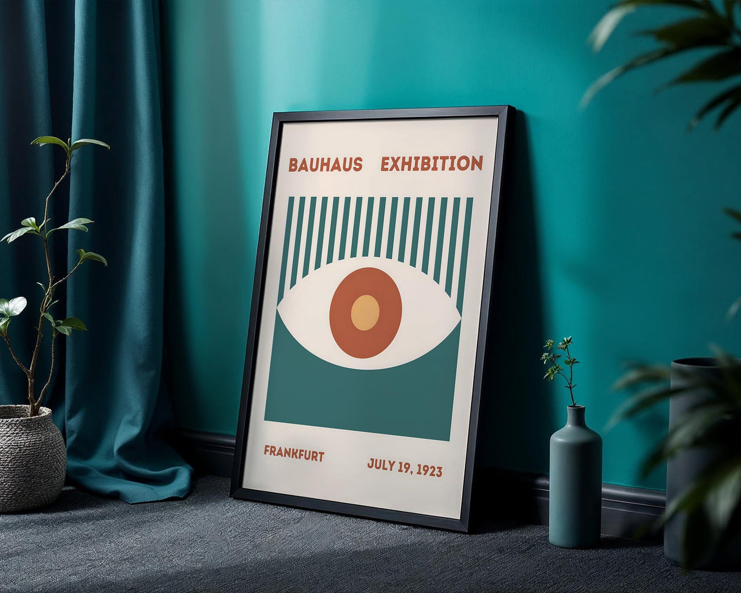 Bauhaus Eye Exhibition Poster – Geometric Mid Century Wall Art Print