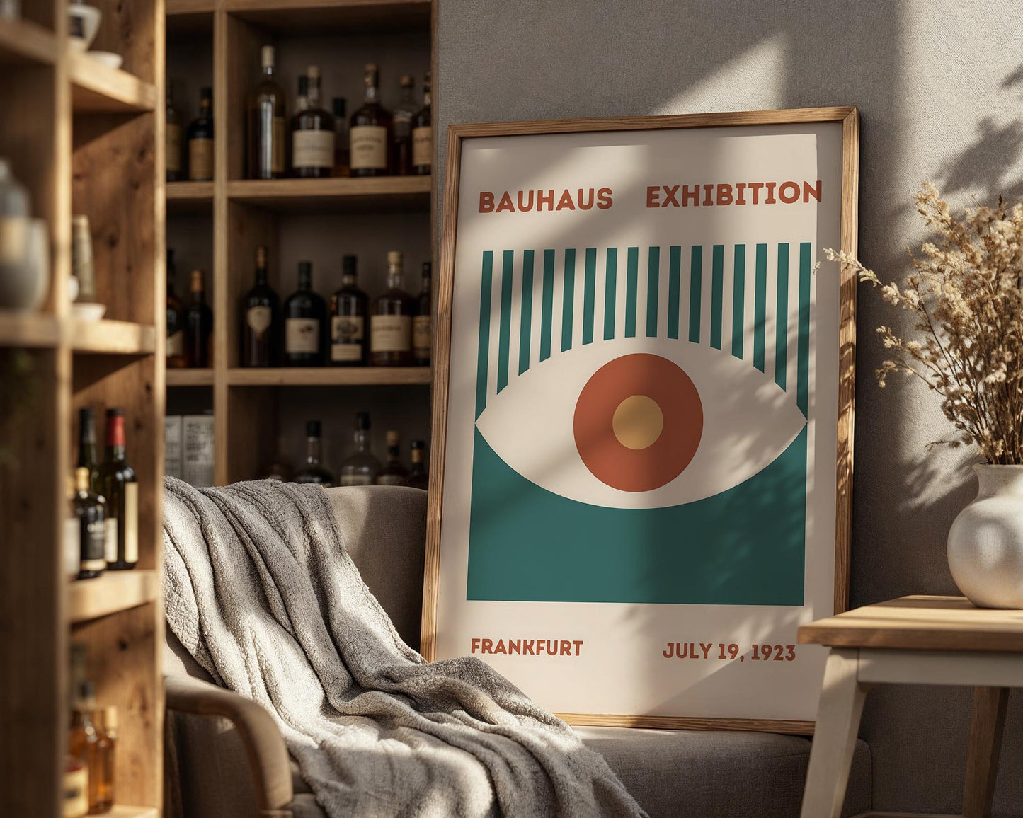 Bauhaus Eye Exhibition Poster – Geometric Mid Century Wall Art Print