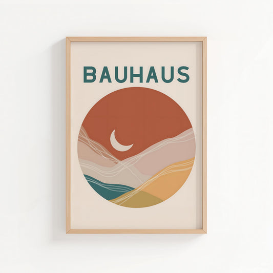 Bauhaus Landscape Poster – Abstract Mid Century Wall Art Print