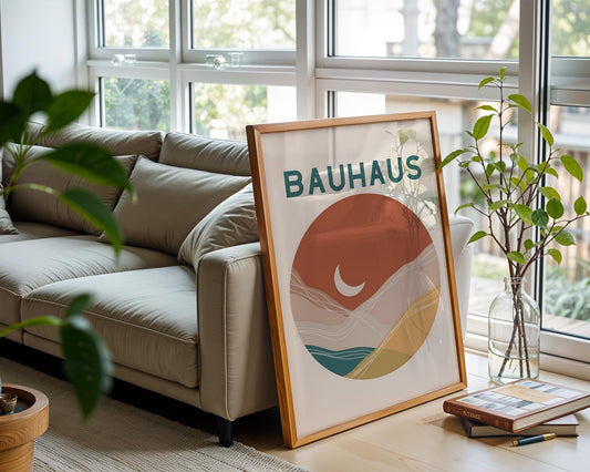 Bauhaus Landscape Poster – Abstract Mid Century Wall Art Print