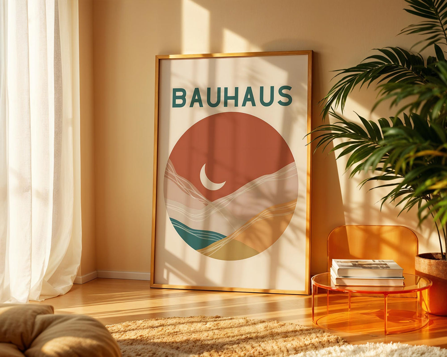 Bauhaus Landscape Poster – Abstract Mid Century Wall Art Print