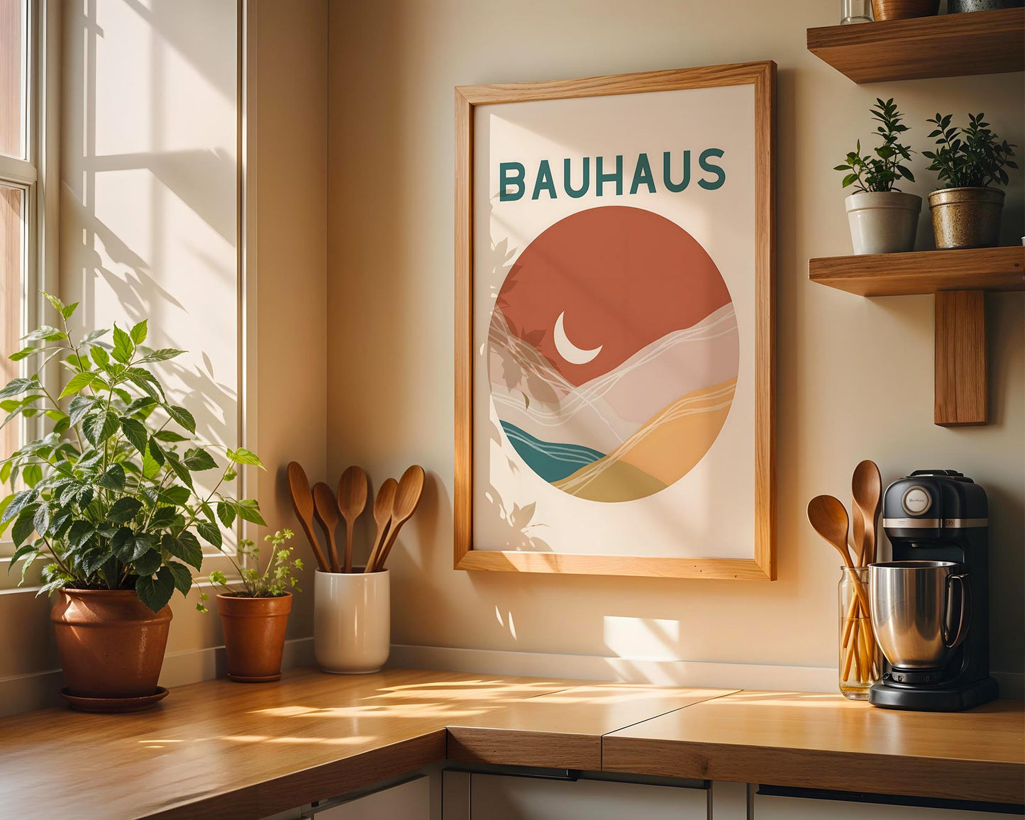 Bauhaus Landscape Poster – Abstract Mid Century Wall Art Print
