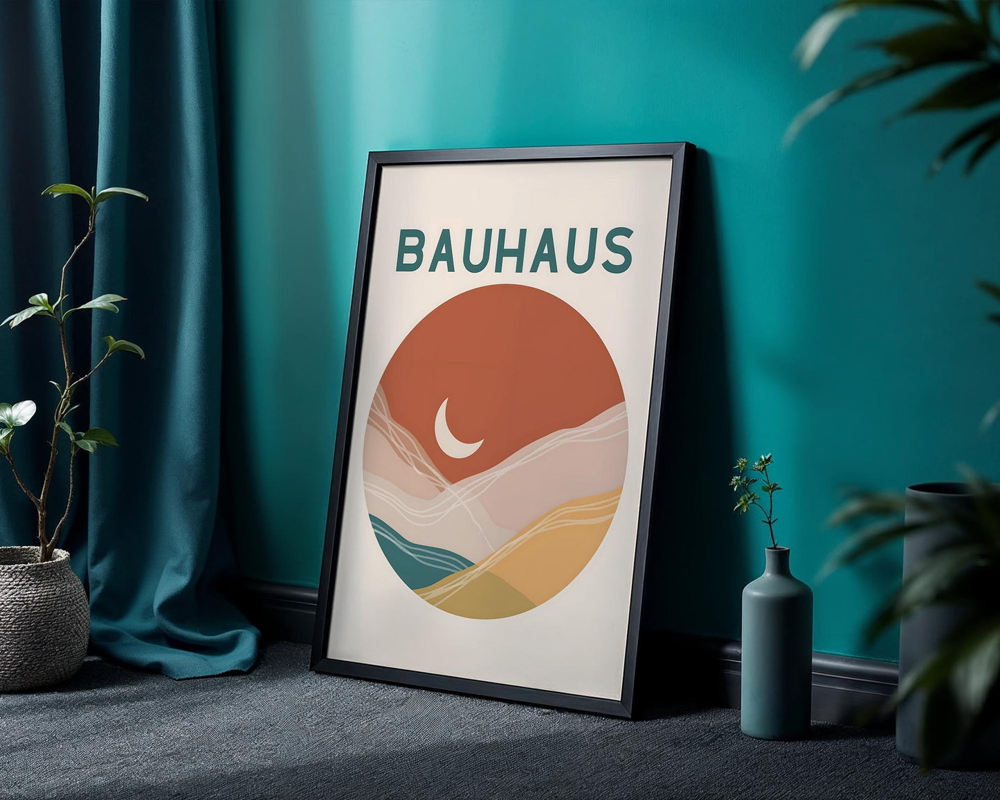 Bauhaus Landscape Poster – Abstract Mid Century Wall Art Print