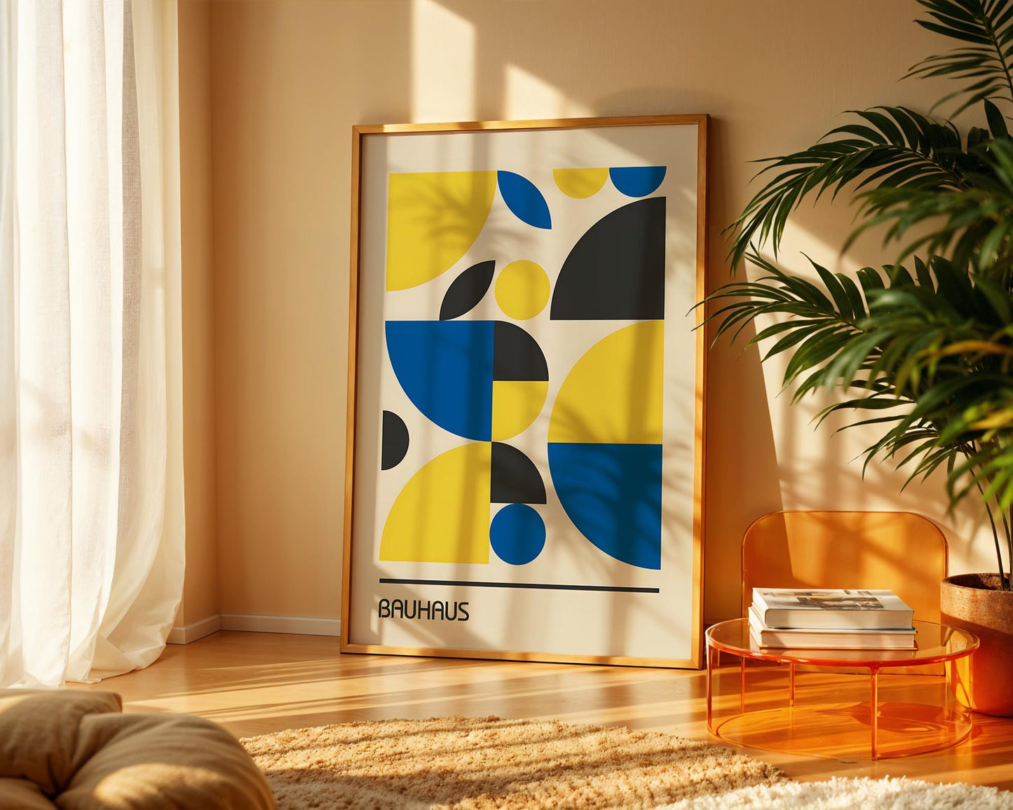 Bauhaus Primary Shapes Poster – Geometric Mid Century Modern Wall Art Print