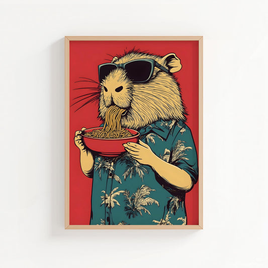 Cool Capybara Ramen | Funny Pop Art Print