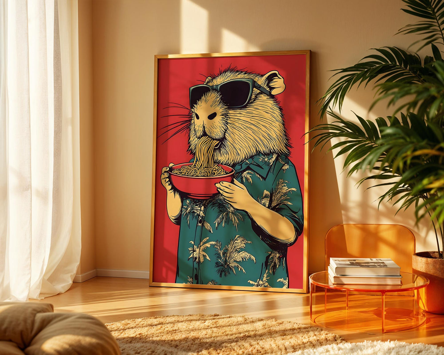 Cool Capybara Ramen | Funny Pop Art Print