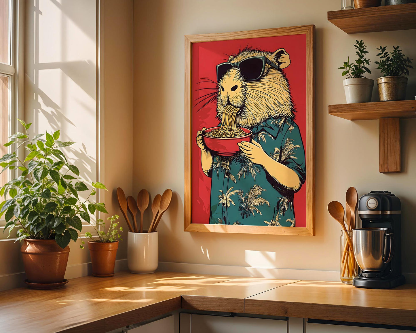 Cool Capybara Ramen | Funny Pop Art Print