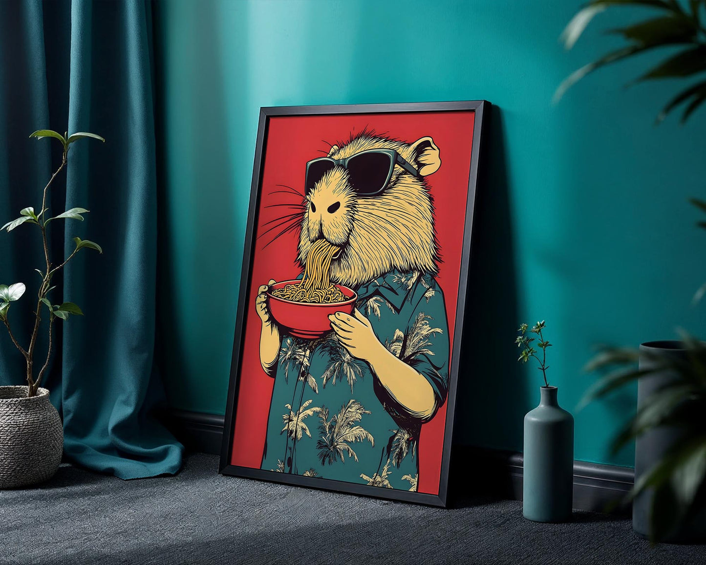Cool Capybara Ramen | Funny Pop Art Print