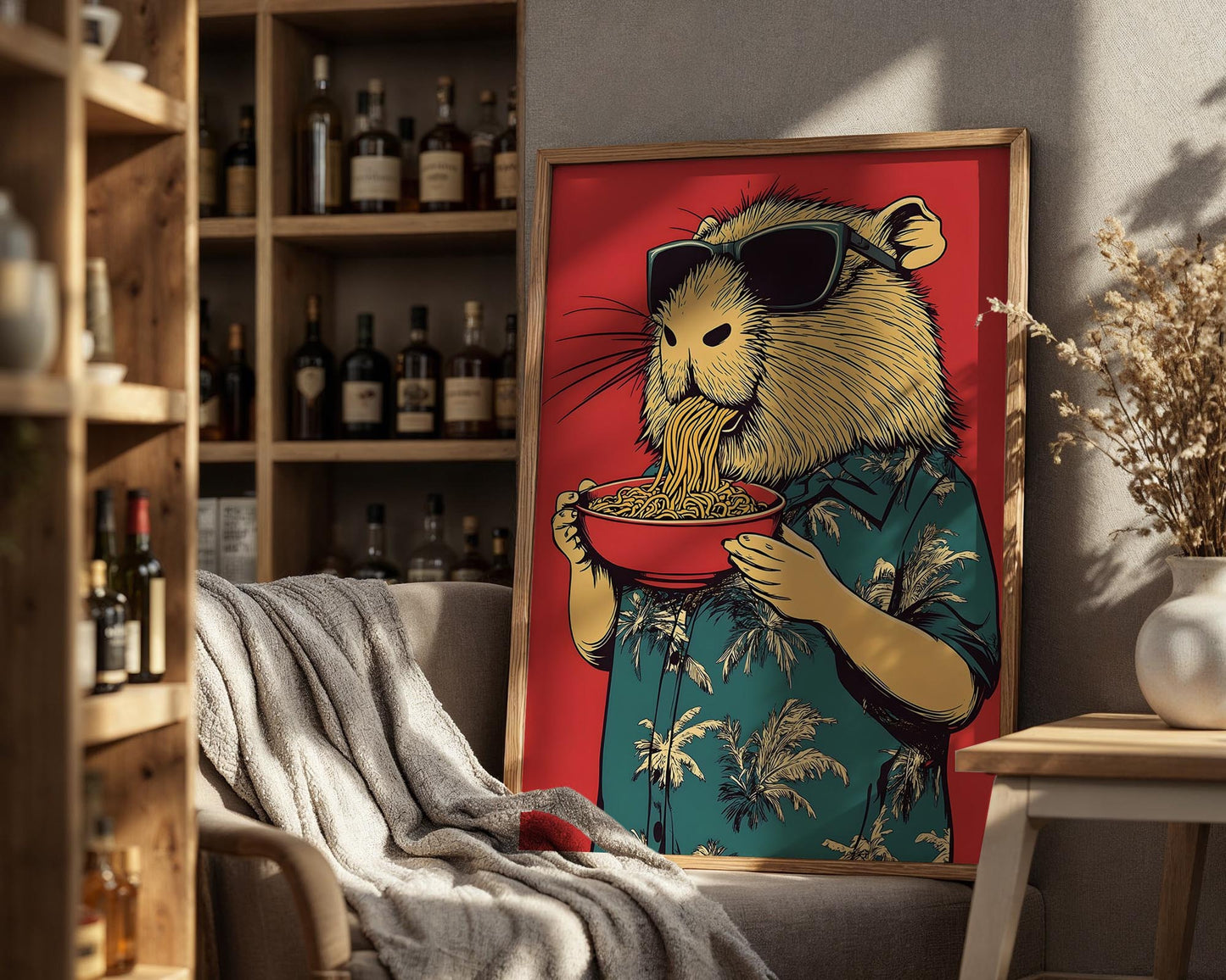 Cool Capybara Ramen | Funny Pop Art Print