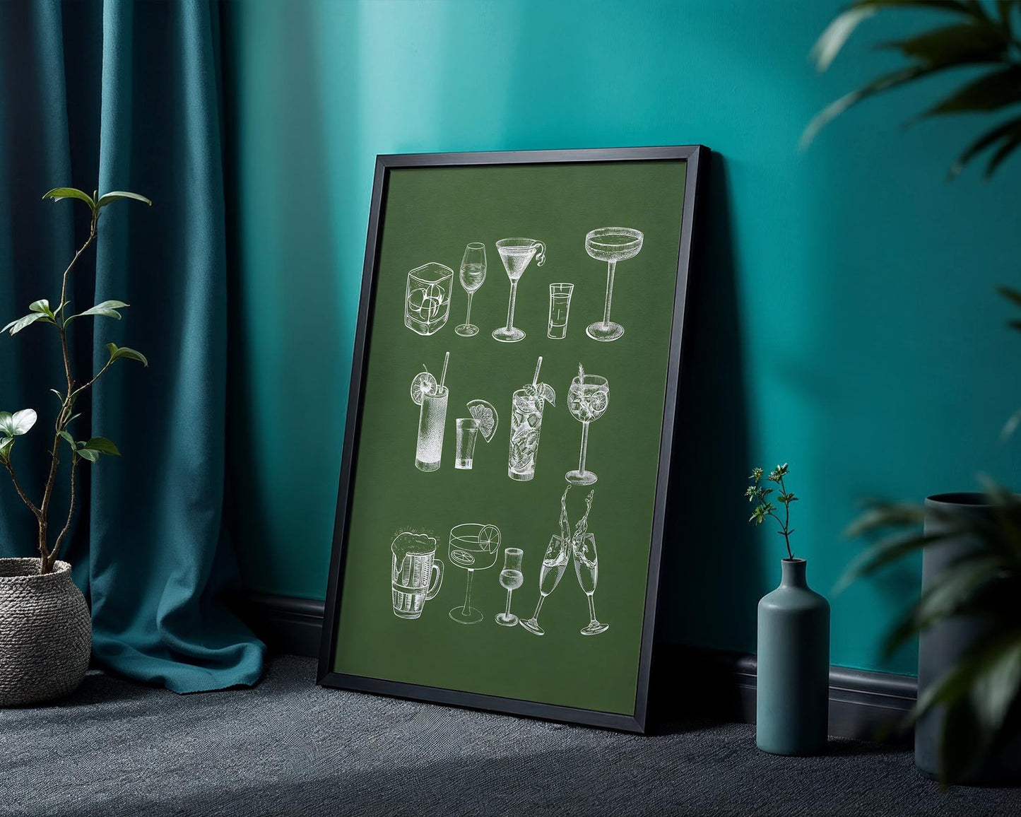 Cocktail Glass Guide | Bar & Kitchen Art Print