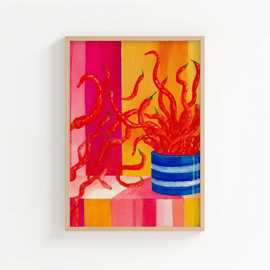 Dancing Chillies | Playful Food Illustration Print