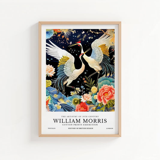 Dancing Cranes | William Morris Inspired Botanical Art Print