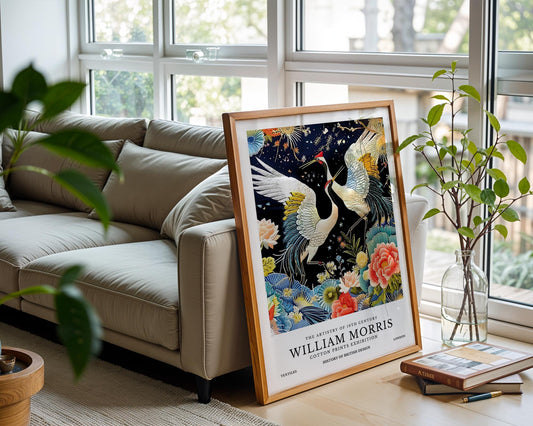 Dancing Cranes | William Morris Inspired Botanical Art Print