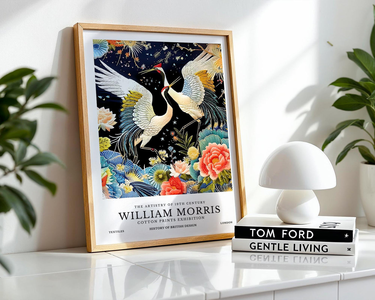 Dancing Cranes | William Morris Inspired Botanical Art Print